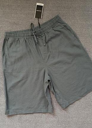 Легкие шорты jack &amp; jones l серые relaxed fit вискоза + лен летние