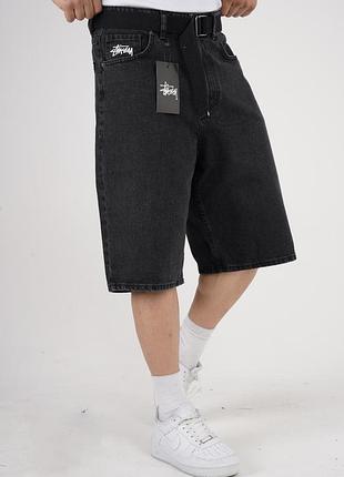 Джинсовые шорты stussy черные багги skater