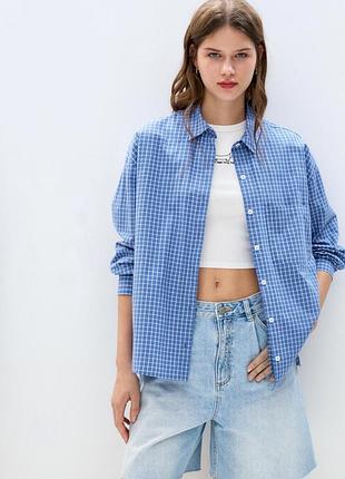 Жіноча котонова оверсайз сорочка pull&bear