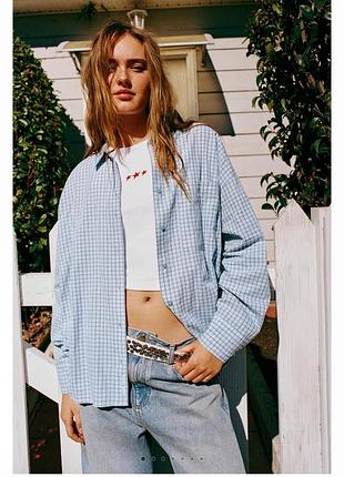 Жіноча котонова оверсайз сорочка pull&bear 3