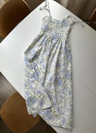 Легкое коттоновое платье от h&amp;m меди размер xs 34 цветочный принт