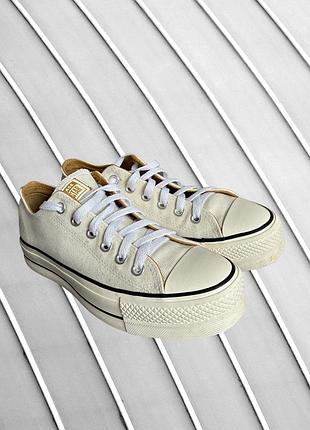 Жіночі кеди converse chuck taylor all star lift platform 39 24.5 25.5 оригінал кремові кеди конверс на платформі висока підошва низькі стан ідеал