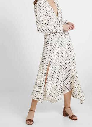 Сукня міді topshop у кремовому кольорі з коричневим принтом у горошок