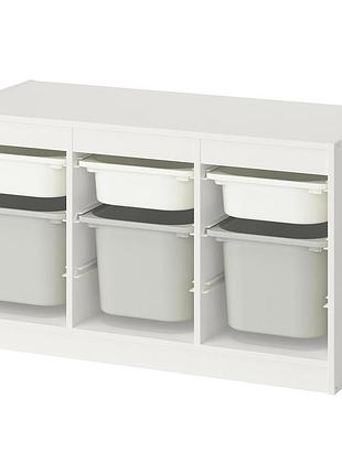 Trofast стелаж з контейнерами - білий білий/сірий 99х44х56 див ikea 895.744.67