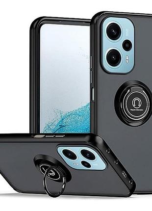 Чохол fiji colorframe для xiaomi redmi note 12 turbo матовий бампер з кільцем підставкою black