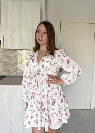 Сукня міні у квітковий принт