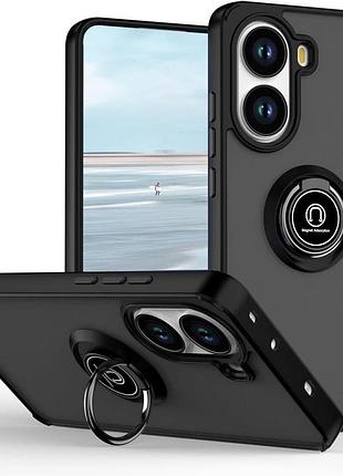 Чохол fiji colorframe для poco x7 pro матовий бампер з кільцем підставкою black