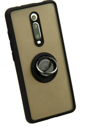 Чехол fiji colorframe для xiaomi mi 9t / mi 9t pro матовый бампер с кольцом black