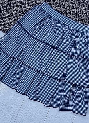 Літня спідниця zara m спідниця ярусна коротка спідниця пишна спідниця в клітинку зара