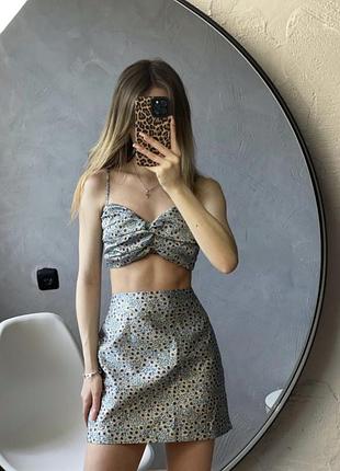 Костюм топ та спідниця в квітковий принт zara