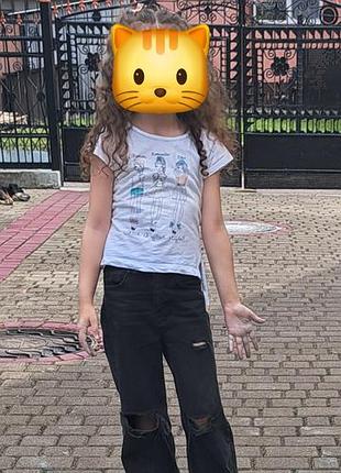 Джинсы zara для девочки 7-8 лет, рваные, палаццо
