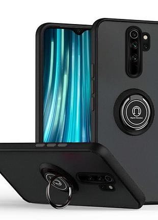 Чехол fiji colorframe для xiaomi redmi note 8 pro матовый бампер с кольцом подставкой black