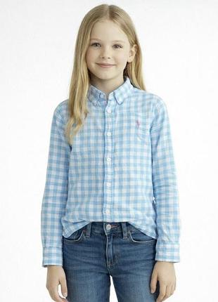 Polo ralph laсорочка в клітинку на дівчинку, сорочка, блузка