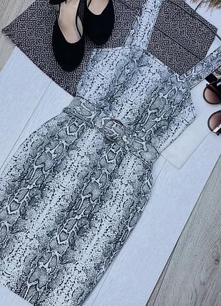 Джинсова сукня denim co xs святкова сукня в зміїний принт коротке плаття з поясом плаття футляр