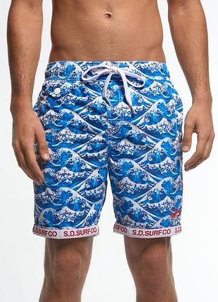 Мужские плавательные шорты superdry honolulu с принтом в виде японских волн размер м