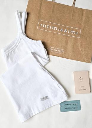 Базовая белая хлопковая майка intimissimi natural 🤍