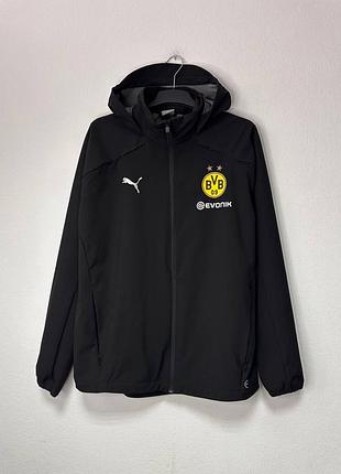 Puma fc borussia dortmund bvb 09 soccer  hooded jacket football men size l original чоловіча футбольна куртка