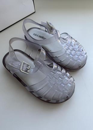 Дитячі босоніжки mini melissa 14 см по стелькі. резинові сандалі. прозорі босоніжки