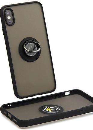 Чехол fiji colorframe для apple iphone xs max матовый бампер с кольцом подставкой black