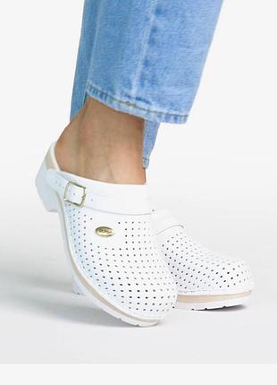 Белые анатомические сабо/ тапочки scholl clog super comfort