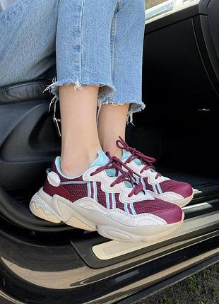 😍 жіночі кросівки adidas ozweego bordo/blue / стильне взуття на кожен день