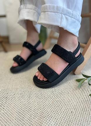 Босоножки 89, р.28,29,30,31,32,33,34,35, эко-кожа, черный