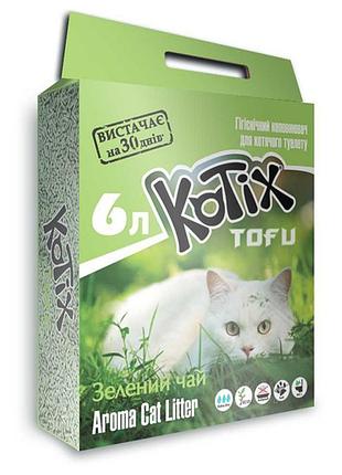 Наполнитель для кошек kotix tofu grean tea, 6l (6 шт/ящ)