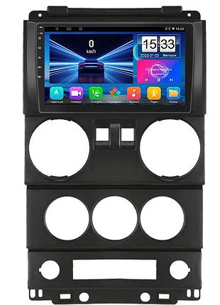 Штатная магнитола lesko совместима с jeep wrangler 2 doors 2007-2010 9" экран 2/32gb wi-fi gps base
