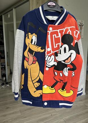 Кофта бомпер принт міккі маус спортивна утеплена стильна h&m 4 - 6 років хлопчику осінь весна літо