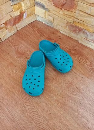 Шлепанцы crocs j3 шлепки бирюзовые для девочки мальчика детские 22,5 см оригинал