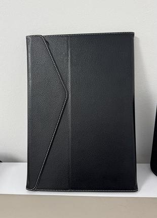 Чехол-книжка для lenovo tab extreme 14.5” - черный, эко-кожа, подставка, диагональная строчка