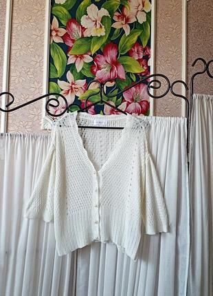 Красива якісна молочна блуза кардиган knit mix.