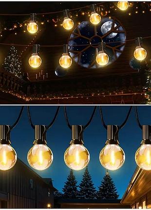 Гирлянда декоративная в виде круглых лампочек, 10 м, 20 led, тёплый жёлтый свет, от сети