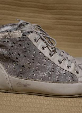 Отличные высокие кожаные кроссовки с серебристым напылением semler германия 38 р.1 фото