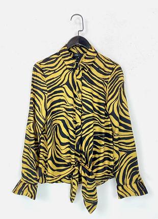 Новая блузка river island с зебровым принтом и завязкой (размер m / 38 / 12)