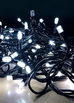 Xmas гирлянда led 100l 3.3 line w-2 белая 10 mетров уличная+соед черный провод 7747