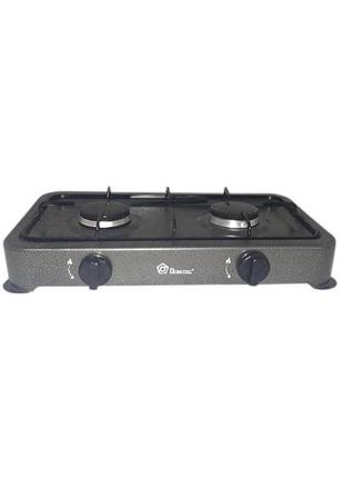 Газовая плита domotec ms-6602, 2 конфорки, настольная
