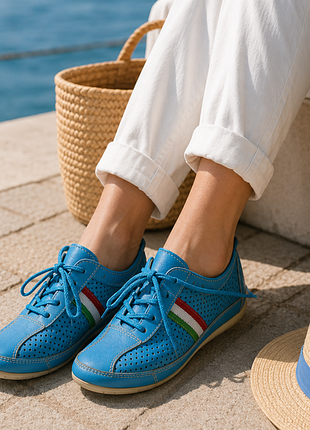 Летние comfort-кеды из натуральной кожи / дышащие кожаные sneakers 36 р.