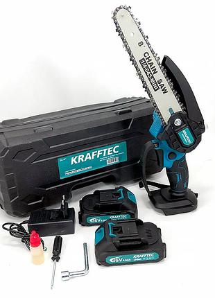 Мини-пила аккумуляторная цепная krafftec, 36в, 8", 4000 мач, в кейсе