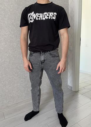 Серые джинсы slim-fit / высокая посадка m-l