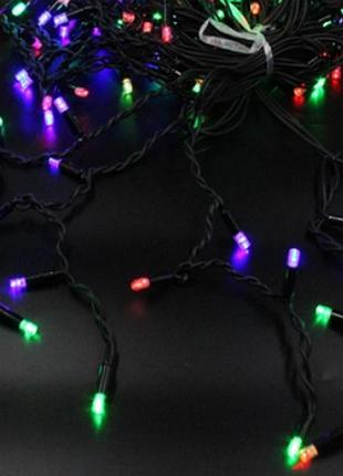 Xmas гирлянда led 120 3.3line short curtain(сосульки/бахрома) m-2 мультицветна 5m ул.+сое черны 7235