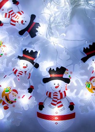 Xmas гирлянда штора фигурки 3d снеговика и снежинки 3m*70cm 95l мультицветная 8184