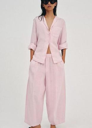 Оригінальна лляна сорочка на ґудзиках з нової колекції zara woman ♀️ new original.