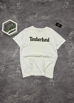 Футболка timberland оригінал біла тімберленд з камуфляжним логотипом