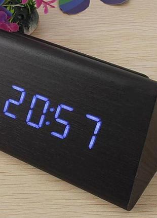 Годинник настільний vst 864-5 із синьою підсвіткою/датчик температури/дата