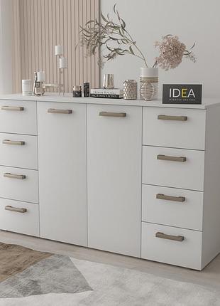 Комод на 8 ящиков с дверцами idea ткб-379.1 белый