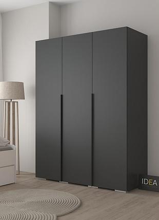 Шафа для одягу 3-дверна 150 см idea д-122 антрацит