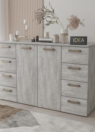 Комод на 8 ящиков с дверцами idea ткб-379.1 бетон урбан