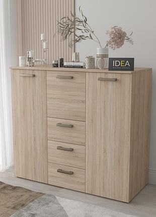 Комод на 4 ящика с дверцами idea ткб-371 дуб сонома