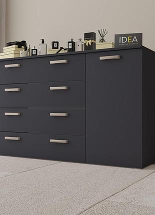 Комод на 4 ящика с дверцами idea ткб-365.8 антрацит